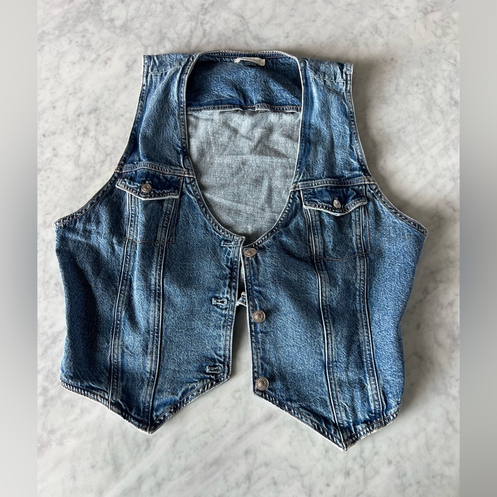 American Eagle Outfitters Blue Denim Vest